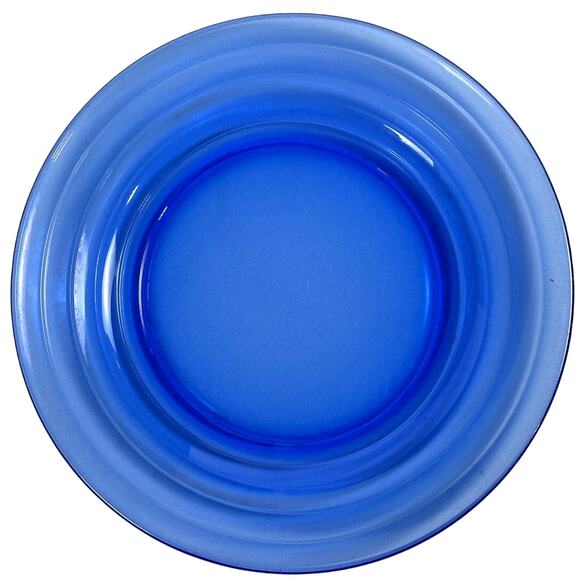Hazel Atlas Moderntone Cobalt Blue 7-PC Cup and Saucer Trio plus Dinner Plate! - Picture 7 of 7